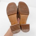 VINTAGE The Leather Collection Brown Square Toe Clog Wood Heels Size 8 Photo 4