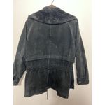 Vintage Black Suede Leather Jacket Coat Zip Up Womens Size M Gitano Fur Colar Size M Photo 8