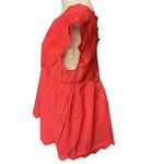 Lucky Brand  Poppy Red Eyelet Sleeveless‎ Summer Babydoll Top Blouse Size S NEW Photo 5