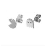 Boutique 14k White Gold Filled Pac-Man Mismatch Earrings Photo 4