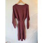 Nicole Miller  Long Sleeve Belted Wrap V-Neck Sweater Dress Brown Women's Size XL Photo 2