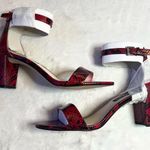 Nine West  Red & Black Snakeskin Chunky Block Heel Sandals Size 8 Photo 3