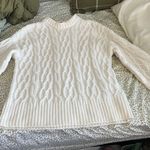 H&M White Cable Knit Crewneck Sweater Photo 0