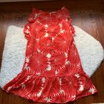 J.Crew  Red Sunburst Floral Chiffon Flutter Sleeve Ruffle Dress Photo 2