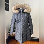 Laundry by Shelli Segal  Charcoal Puffer Coat with Faux Fur Hood Photo 1