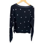 Wildfox Couture Star Print Monte Crop Crew Sweatshirt Black Raw Hem Large Casual Photo 6