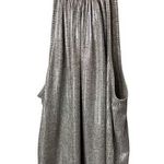 Anthropologie  Maeve Silver shiny metallic tank Open Back Tie medium Festival Photo 0