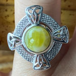 Natural Connemara Marble Sterling Silver Celtic Ring Size 6 Photo 0