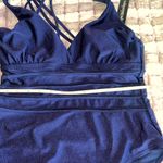 Catherine Malandrino ‎ Blue One Piece Swimsuit with Criss-Cross Straps Photo 14