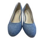 Rialto Womens Blue Denim Floral Cork 3" Wedge Heel Shoes Size 9.5M SKU 8247 Photo 5