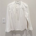 Anthropologie MAEVE Poplin Cotton Bell Sleeve Blouse in White Photo 1