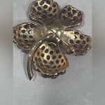 Kenneth‎ Jay Lane Gold Plated Ruby Red Art Glass Cabochons Flower Pin 3.0” New Photo 1