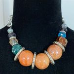 CG Jewelry Cg- marble stones in orange, green & clear stone necklace with silver earrings r Photo 2