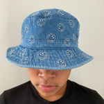 American Eagle Denim Smiley Face Bucket Hat One Size Unisex Photo 0