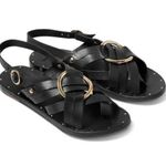 NWOB Beek Crossbill Slingback Strappy Flat Sandal black leather size 5 women Photo 0