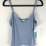 Abound  Womens Crop Top Cami Ribbed Stretch Lace Trim Blue Size M Photo 0