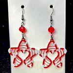 Handmade Red and White Star Earrings Photo 0
