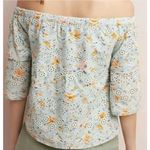 Anthropologie  LAIA Pastel Green Floral Off-Shoulder Top / L / EUC Photo 3
