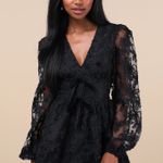 Lulus  “Gorgeous Outcome Black Mesh 3D Applique Long Sleeve Mini Dress” Photo 0