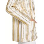 7 For All Mankind Women’s Shine Gold Cream Striped Double Breasted Blazer L Photo 4