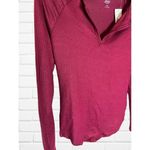 Jenni  Intimates Women's XS Split Neck Ribbed Henley Top Wine Red Long Sleeve New Photo 2