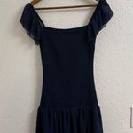 Aritzia Wilfred eldorado smocked crepe mini dress in classic navy Size Small Blue Photo 2