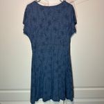 Toad & Co Cue Wrap Short Sleeve Dress Womens L Blue Leaf Organic Cotton Tencel Photo 3
