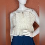 ZARA  White Fringe Crop Top Size Medium. E52 Photo 4