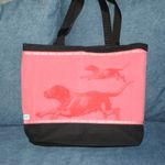 Doggy Beach Bag Black Canvas with Coral Running Dog motif NEW Photo 4