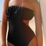 ZARA Ruffle Swimsuit NWT cutout one piece womens Black (xlarge) chic minimalist Photo 0