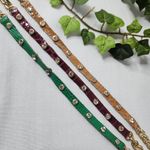 Gold Cuban Link Chain and Burgundy Leather Boot Ankle Bracelet Green Photo 4