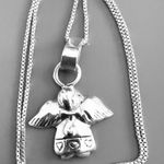 Sterling Silver Vintage Flying Angel Solid 925 Pendant with Sterling Plate Chain Photo 0