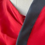 Vintage 80s Chaus Red Blouse Dark Grey Trim Asymmetrical Neck L Size L Photo 5