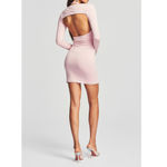 SER.O.YA Lana Dress Set Pastel Pink Halter Long Sleeve Stretch Jersey Large NWT Photo 3