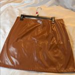 Brown Faux Leather Mini Skirt with Zipper Details Size L Photo 1