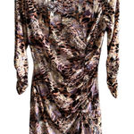 Alberto Makali  Velvet Ruched Mini Dress Leopard Print Long Sleeve Size Small Photo 0