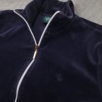 Lauren Ralph Lauren Navy Blue Velour Bomber Jacket sz L Vintage Preppy Size M Photo 2