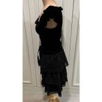 Black Velvet Lace Tiered Women's Dress Whimsigoth Fairy Grunge Vampy Peasant Photo 5