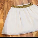 Gianni Bini NWT  XS Cream Gold Beaded Belt Mini Skirt Layered Flare Summer Photo 2