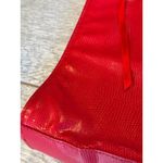 Giorgio Beverly Hills Hand Bag Red Faux Leather Bamboo Straps Christmas Purse Photo 7