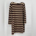 LL‎ Bean Vintage Dress Brown Striped Long Sleeve Dress Casual Cotton Size 8 Photo 7