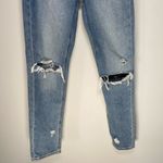 American Eagle  Medium Wash Mom Jeans High Rise Distressed Ripped Size 2 Long Photo 3