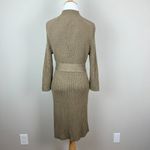 Calvin Klein  Sweater Dress Women Large Brown Belted Ribbed Knit‎ 3/4 Sleeve Slim Photo 3