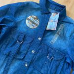 Thrill Jeans Acid Washed Denim Shirt Dress Women's Large Blue Photo 4