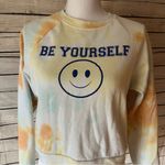 Freeze Tie Dye Be Yourself Cropped Sweatshirt Size Medium Orange Photo 2