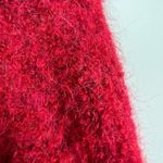 TEY ART Cardigan Sweater Womens Large Red One Button Collar Alpaca Wool Peru L Photo 8