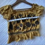 American Eagle  Off The Shoulder Boho Printed Bardot Yellow Top Photo 6