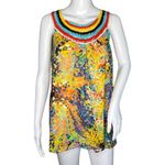 New Directions Shirt Womens Large Yellow Multi Floral Flower Crochet Neck Boho‎ Photo 0