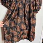 Rebecca Taylor  Women's Black Brown Arden Fern Print Silk Midi Dress Size Medium Photo 7