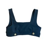 ZARA  Black Textured Ottoman Crop Top Black with Gold Buttons Large Photo 3